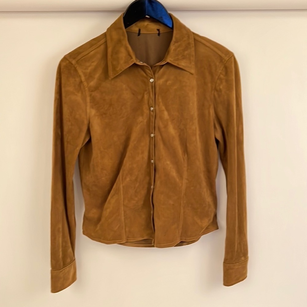 Unbranded Brown Pearl Colored‎ Buttons Long Sleeve Shirt